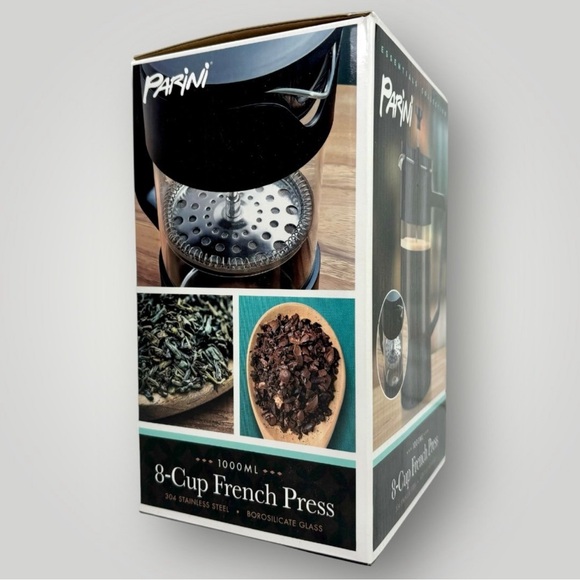 Parini 8 Cup FRENCH PRESS Plunger Coffee Tea Borosilicate Glass Stainless Steel! - Picture 3 of 5